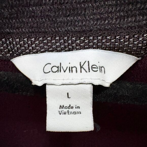 Men's Calvin Klein Eggplant Purple 1/4 Zip 100% Cotton Pullover Sweater size L - Picture 7 of 8